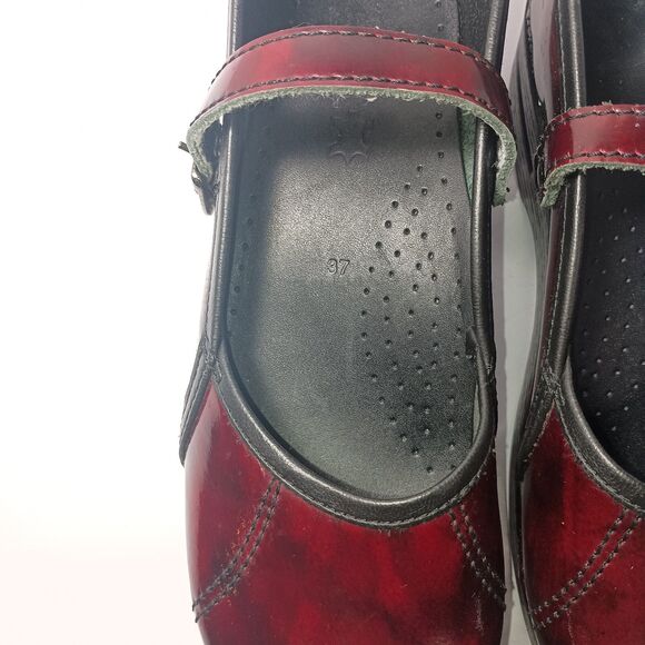 Dansko Leather Mary Jane Strap Clogs 37 (US 6.5-7 UK 4-4.5) Burgundy Marcelle - Picture 13 of 14